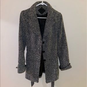 Black & White Patterned Dress Coat